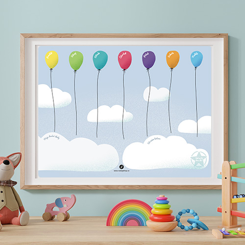 Magnetický týdenní plánovač pro děti 40×30 cm - balónky